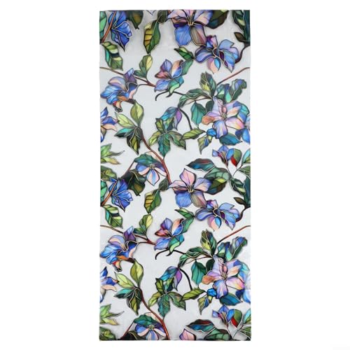 Statische Fensterfolie, Blumenmuster, einfach anzubringen, dekorative Sichtschutzfolie für glatte Glasoberflächen (43 x 100 cm) von Homeponnew