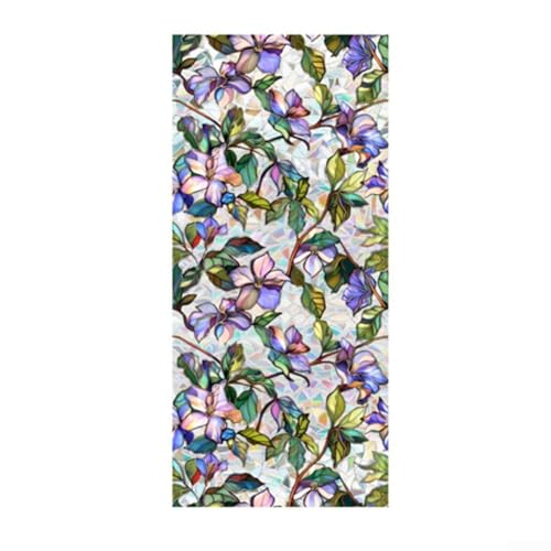 Statische Fensterfolie, Blumenmuster, einfach anzubringen, dekorative Sichtschutzfolie für glatte Glasoberflächen (43 x 200 cm) von Homeponnew