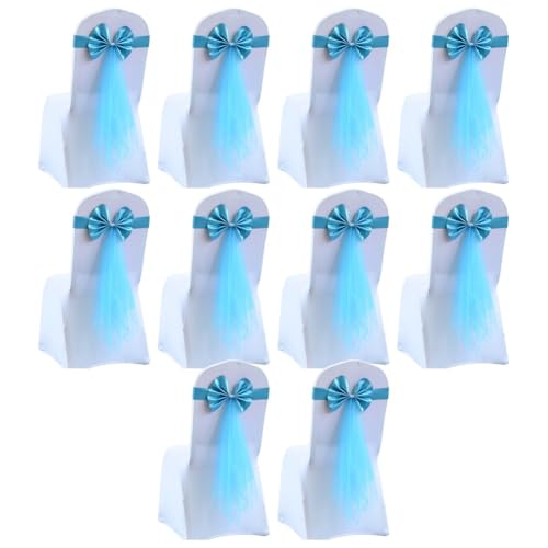 Stuhlschärpen mit Schleife, elastisch, mit Schnalle, für Hochzeit, Party, Hotel, Event, Dekoration, geeignet für den Innen- und Außenbereich, Hellblau, 10 Stück Stuhlschärpen mit Schleife, elastisch, mit Schnalle, für Hochzeit, Party, Hotel, Event, Dekoration, geeignet für den Innen- und Außenbereich, Hellblau, 10 Stück von Homeponnew