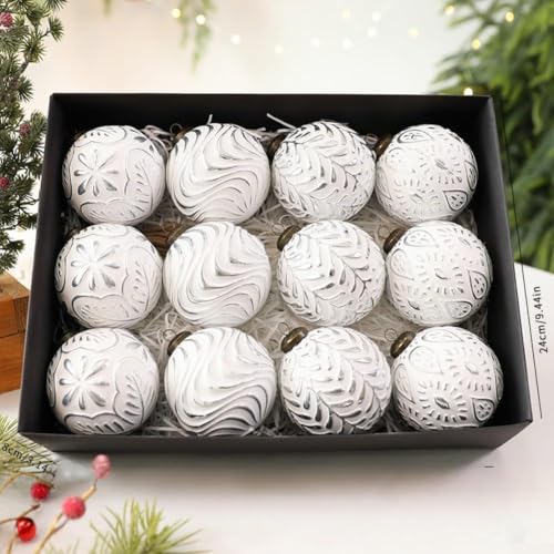 Weihnachtskugel-Ornament mit rustikalem Vintage-Look aus Kunststoff für Baum, Girlande, Kranz und Tischdekoration, leicht und bruchsicher (antikes Silber) von Homeponnew