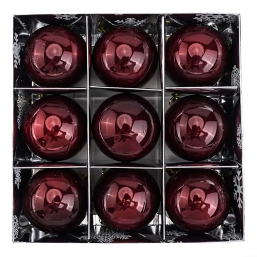 Weihnachtskugeln für Perlen-Baum, geeignet für Hochzeit, Party, Ornament, Dekoration, Innenbereich, 9-teiliges PVC-Kugel-Set (Burgunderrot) von Homeponnew