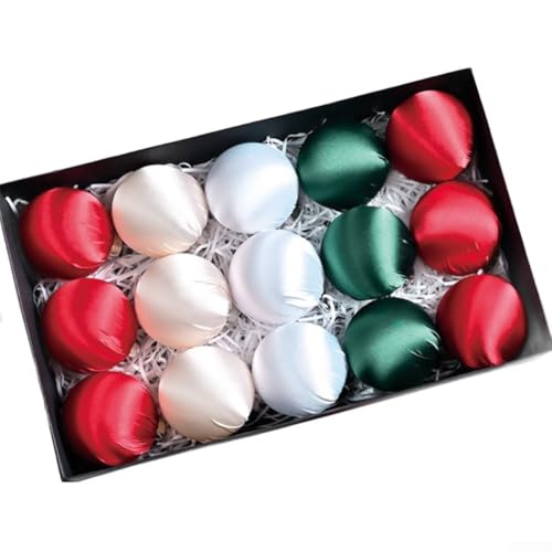 Weihnachtsschmuck-Set mit 15 Satin-Samtkugeln und Geschenkbox, geeignet für Baum und saisonale Dekoration (B) von Homeponnew