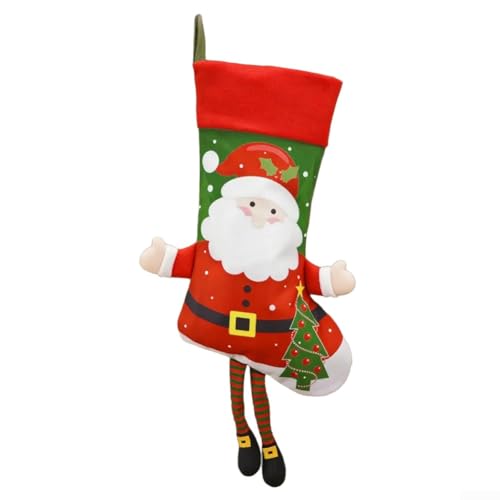 Weihnachtsstrumpf mit Weihnachtsmann-Design, groß und zum Aufhängen am Kamin oder Baum, bietet ausreichend Platz für Urlaubsüberraschungen (Alter Mann) von Homeponnew