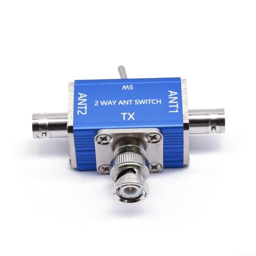 Zwei-Wege-Koaxial-Antennenschalter, 1 Eingang, 2 Ausgänge, für Amateurfunk, HF-Anwendungen, Frequenzbereich 0–50 MHz, 100 W, Stromhandhabung, Gehäuse aus Aluminiumlegierung (BNC) von Homeponnew
