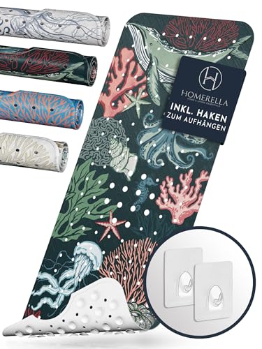 Homerella® Badewannenmatte rutschfest 100% BPA frei inkl. 2 Haken zum Aufhängen 100x40cm - Antirutschmatte Badewanne hautsensitiv & schimmelresistent - Badematte rutschfest maschinenwaschbar von Homerella