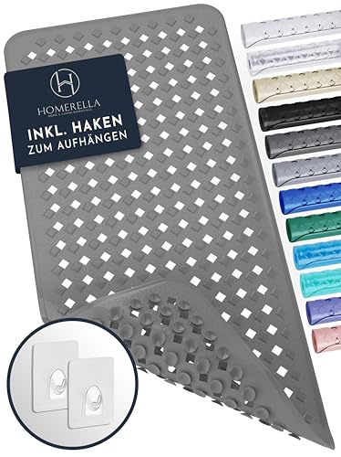 Homerella Badewannenmatte rutschfest Hautsensitiv 88x39cm, INKL. AUFHÄNGUNG | Antirutschmatte Badewanne BPA frei | Duschmatte schimmelresistent & maschinenwaschbar | Badematte rutschfest von Homerella