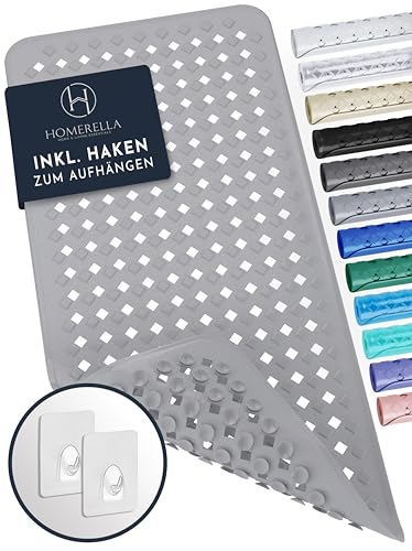 Homerella Badewannenmatte rutschfest Hautsensitiv 88x39cm, INKL. AUFHÄNGUNG | Antirutschmatte Badewanne BPA frei | Duschmatte schimmelresistent & maschinenwaschbar | Badematte rutschfest von Homerella