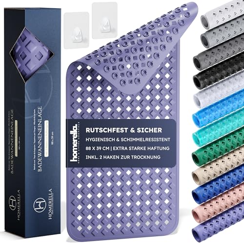 Homerella Badewannenmatte rutschfest Hautsensitiv 88x39cm, INKL. AUFHÄNGUNG | Antirutschmatte Badewanne BPA frei | Duschmatte schimmelresistent & maschinenwaschbar | Badematte rutschfest Homerella Badewannenmatte rutschfest Hautsensitiv 88x39cm, INKL. AUFHÄNGUNG | Antirutschmatte Badewanne BPA frei | Duschmatte schimmelresistent & maschinenwaschbar | Badematte rutschfest von Homerella