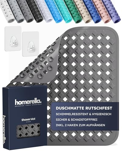 homerella© Duschmatte rutschfest 53x53cm, INKL. AUFHÄNGUNG, Antirutschmatte Dusche, schimmelresistent&waschbar, Duschwanneneinlage, Duscheinlage, Rutschmatte Dusche, Duschmatten, Badematte rutschfest von Homerella
