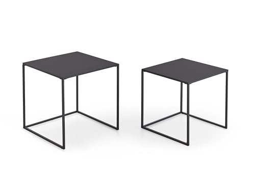 Homes & Jones Beistelltisch Bianca 2er Set 38x38x41 cm & 34x34x37 cm aus schwarzem Metall - Runde Couchtische im modernen Industrial Design - Praktische Ablagetische für Wohnzimmer, Flur &Schlafzimmer Homes & Jones Beistelltisch Bianca 2er Set 38x38x41 cm & 34x34x37 cm aus schwarzem Metall - Runde Couchtische im modernen Industrial Design - Praktische Ablagetische für Wohnzimmer, Flur &Schlafzimmer von Homes & Jones