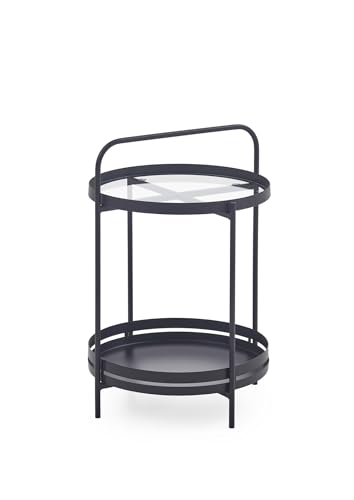 Homes & Jones Beistelltisch Sabine Ø40x60 cm mit Glasplatte & schwarzem Metallgestell - Runder Ablagetisch mit Tragegriff - Moderner Couchtisch für Wohnzimmer, Schlafzimmer & Flur - stilvoll & mobil Homes & Jones Beistelltisch Sabine Ø40x60 cm mit Glasplatte & schwarzem Metallgestell - Runder Ablagetisch mit Tragegriff - Moderner Couchtisch für Wohnzimmer, Schlafzimmer & Flur - stilvoll & mobil von Homes & Jones