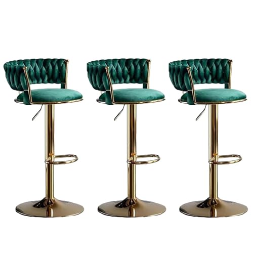 Barhocker höhenverstellbar, Barstuhl 360° drehbar, Küchenhocker mit geflochtener Rückenlehne Fußstütze, Hocker Bar Küche, Samt Metall,Grün,Set of 3 Barhocker höhenverstellbar, Barstuhl 360° drehbar, Küchenhocker mit geflochtener Rückenlehne Fußstütze, Hocker Bar Küche, Samt Metall,Grün,Set of 3 von Homesally