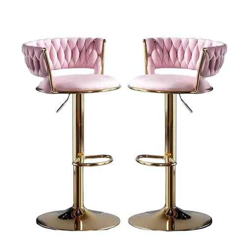 Barhocker höhenverstellbar, Barstuhl 360° drehbar, Küchenhocker mit geflochtener Rückenlehne Fußstütze, Hocker Bar Küche, Samt Metall,Rosa,Set of 2 Barhocker höhenverstellbar, Barstuhl 360° drehbar, Küchenhocker mit geflochtener Rückenlehne Fußstütze, Hocker Bar Küche, Samt Metall,Rosa,Set of 2 von Homesally