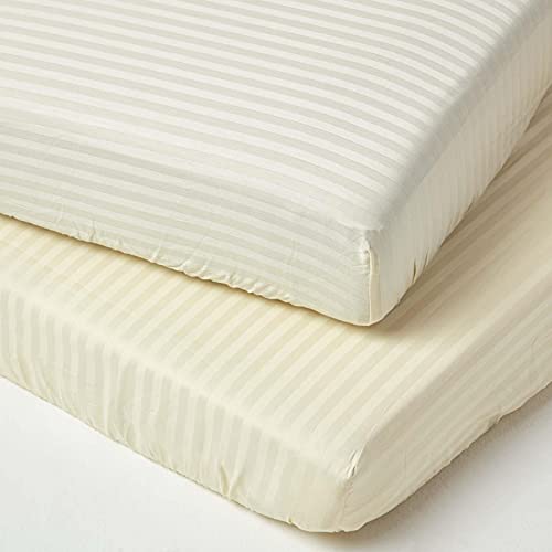 HOMESCAPES 2er-Set Damast Spannbettlaken für Babybett 60x120 cm vanille, Kinder-Spannbetttuch ägyptische Baumwolle mit Satin-Streifen HOMESCAPES 2er-Set Damast Spannbettlaken für Babybett 60x120 cm vanille, Kinder-Spannbetttuch ägyptische Baumwolle mit Satin-Streifen von Homescapes