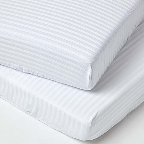 HOMESCAPES 2er-Set Damast Spannbettlaken für Babybett 60x120 cm weiß, Kinder-Spannbetttuch ägyptische Baumwolle mit Satin-Streifen HOMESCAPES 2er-Set Damast Spannbettlaken für Babybett 60x120 cm weiß, Kinder-Spannbetttuch ägyptische Baumwolle mit Satin-Streifen von Homescapes