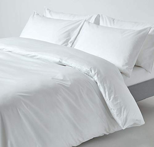 HOMESCAPES Bettwäsche-Set 2-teilig Bettbezug 135 x 200 cm mit Kissenhülle 48 x 74 cm weiß aus 100% reiner ägyptischer Baumwolle Fadendichte 200 Perkal-Bettwäsche von Homescapes