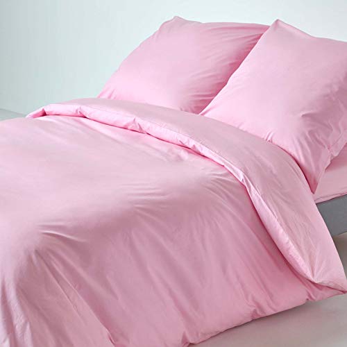 Homescapes 2-teiliges Perkal-Bettwäsche-Set rosa aus 100% ägyptischer Baumwolle, 1 Bettbezug 155x220 cm & 1 Kissenbezug 80x80 cm von Homescapes