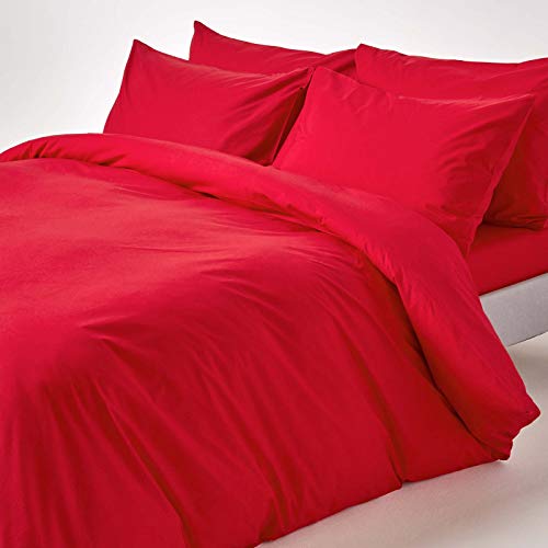 Homescapes 3-teiliges Perkal-Bettwäsche-Set rot aus 100% ägyptischer Baumwolle, 1 Bettbezug 230x220 cm & 2 Kissenbezüge 48x74 cm von Homescapes