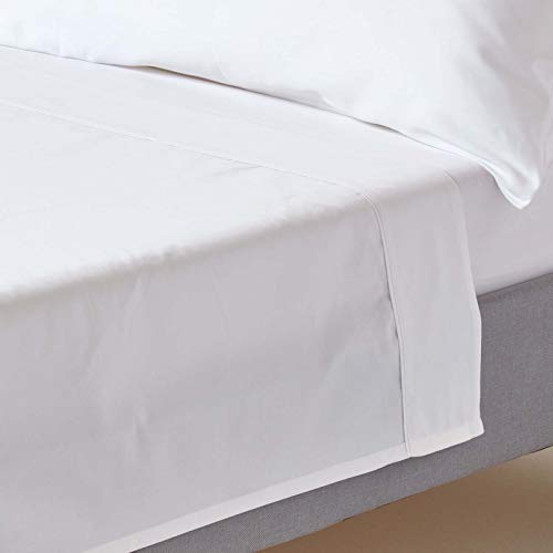 HOMESCAPES Bio-Bettlaken weiß 270x300 cm, Satin-Betttuch ohne Gummizug, Haustuch aus 100% Bio-Baumwolle von Homescapes