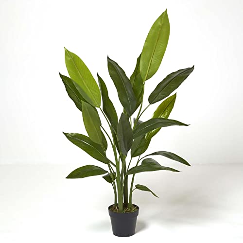 HOMESCAPES Heliconia Künstliche Pflanze im Topf, Hummerschere Pflanze künstlich, Pflanze wie echt, 140cm groß, grün von Homescapes