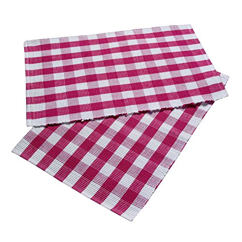 HOMESCAPES Kariertes Tischset, pink, 2er Set Platzdeckchen 30 x 45 cm, Gingham-Platzsets aus 100% Baumwolle mit Karo-Muster, eckig, waschbar, rosa von Homescapes