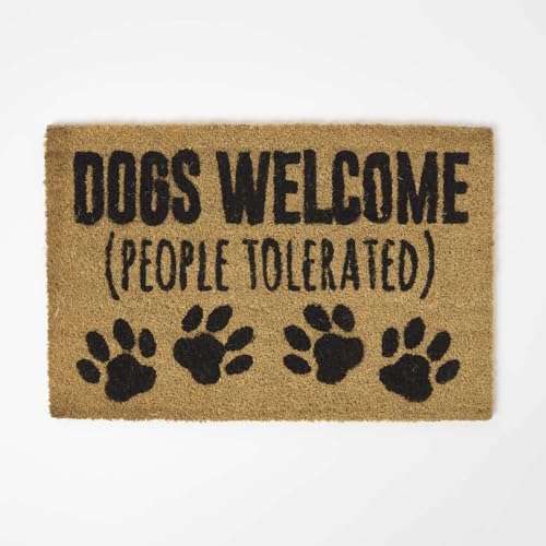 Homescapes Kokos-Fußmatte „Dogs Welcome“, rutschfeste Türmatte 40x60 cm, Schmutzfangmatte Outdoor/Indoor von Homescapes