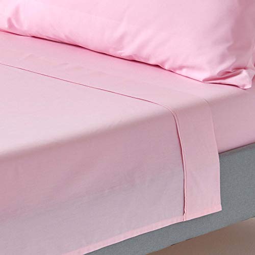 HOMESCAPES Perkal Bettlaken ohne Gummizug rosa 178x255 cm, Baumwoll-Betttuch ohne Spannrand, Haustuch ägyptische Baumwolle von Homescapes