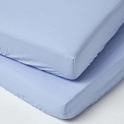 HOMESCAPES 2er-Set Spannbettlaken für Babybett 60x120 cm blau, Kinder-Spannbetttuch, 100% ägyptische Baumwolle von Homescapes