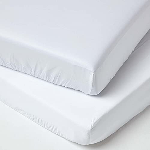 HOMESCAPES 2er-Set Bio-Spannbettlaken für Babybett 60x120 cm weiß, Kinder-Spannbetttuch aus 100% Bio-Baumwolle HOMESCAPES 2er-Set Bio-Spannbettlaken für Babybett 60x120 cm weiß, Kinder-Spannbetttuch aus 100% Bio-Baumwolle von Homescapes