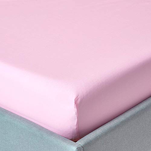 HOMESCAPES Spannbettlaken rosa Spannbetttuch für Matratzengröße 160 x 200 cm, 100% ägyptische Baumwolle Fadendichte 200 Perkal-Bettlaken von Homescapes