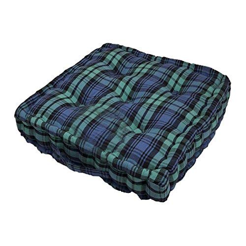 Homescapes dekorativ Kariertes Sitzkissen Stuhlkissen Sitzerhöhung Stuhlauflage Schottenmuster Blackwatch Tartan, 50 x 50 cm, 100% Reine Baumwolle mit Polyester Füllung von Homescapes