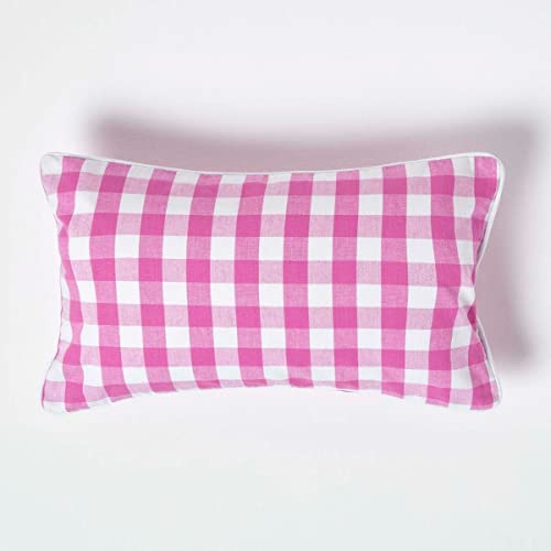 HOMESCAPES pink Karierter Kissenbezug mit Groß-Karo-Muster, dekorative Gingham-Kissenhülle 30 x 50 cm für Sofakissen und Zierkissen aus 100% Baumwolle, mit Reißverschlussrosa HOMESCAPES pink Karierter Kissenbezug mit Groß-Karo-Muster, dekorative Gingham-Kissenhülle 30 x 50 cm für Sofakissen und Zierkissen aus 100% Baumwolle, mit Reißverschlussrosa von Homescapes