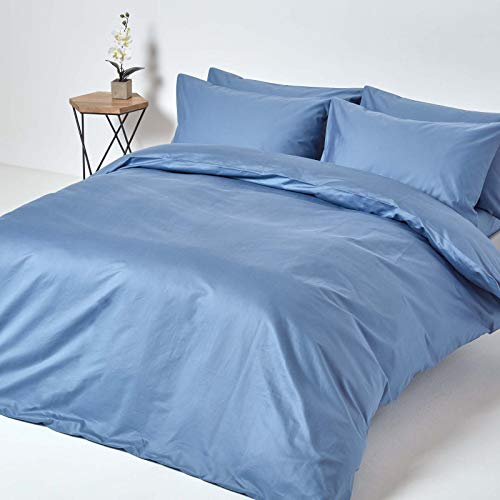 Homescapes 2-teiliges Premium-Bettwäsche-Set blau aus 100% ägyptischer Baumwolle, 1 Bettbezug 135x200 cm & 1 Kissenbezug 48x74 cm von Homescapes