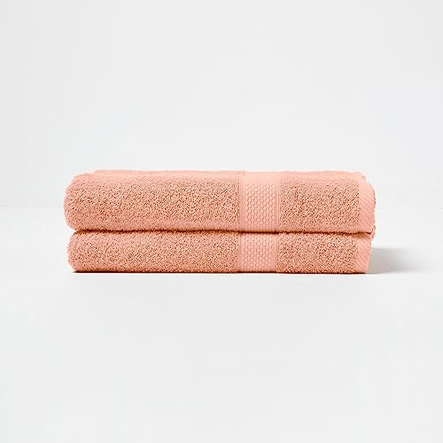 Homescapes 2er Set Flauschiges Premium Frottee Duschtuch ca. 70 x 130 cm aus 100% Türkischer Baumwolle, Pfirsich von Homescapes