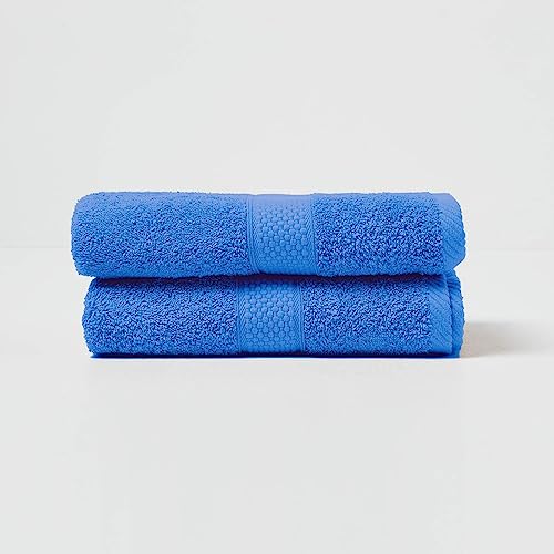Homescapes 2er Set Flauschiges Premium Frottee Handtuch ca. 50 x 90 cm aus 100% Türkischer Baumwolle, Blau von Homescapes