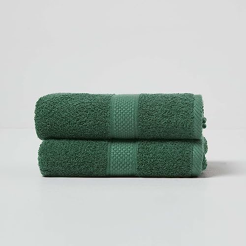 Homescapes 2er Set Flauschiges Premium Frottee Handtuch ca. 50 x 90 cm aus 100% Türkischer Baumwolle, Dunkelgrün von Homescapes
