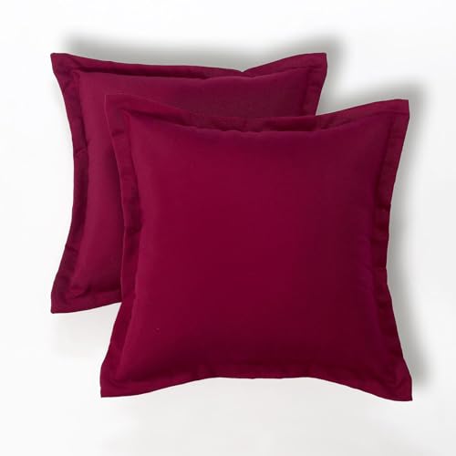 Homescapes 2er-Set Outdoor Kissen Bordeaux-rot, Gartenkissen 45x45 cm, Lounge-Kissen für Terrasse & Balkon, Dekokissen für draußen & drinnen von Homescapes