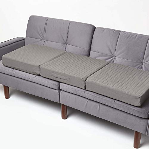 Homescapes 3-Sitzer Sofa-Sitzerhöhung 150x50 cm grau, 10 cm Dickes Sitzkissen Baumwolle, Couch-Auflage orthopädischer Schaumstoff von Homescapes