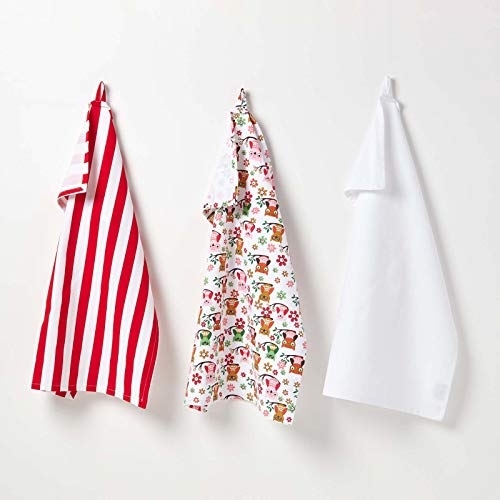 Homescapes 3-TLG. Geschirrtücher-Set ‚Eulen‘ rot-weiß, 3 Geschirrhandtücher aus 100% Baumwolle, saugfähige Küchentücher mit Eulen-Deko Homescapes 3-TLG. Geschirrtücher-Set ‚Eulen‘ rot-weiß, 3 Geschirrhandtücher aus 100% Baumwolle, saugfähige Küchentücher mit Eulen-Deko von Homescapes