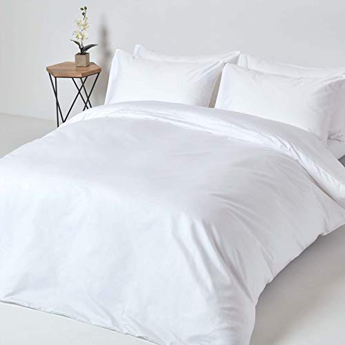 Homescapes 3-teiliges Premium-Bettwäsche-Set weiß aus 100% ägyptischer Baumwolle, 1 Bettbezug 200x200 cm & 2 Kissenbezüge 48x74 cm von Homescapes