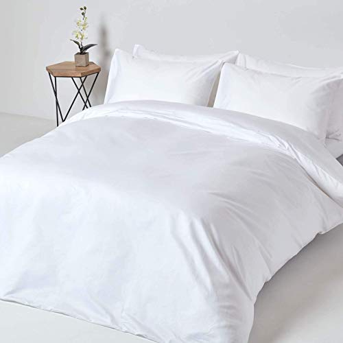 Homescapes 3-teiliges Premium-Bettwäsche-Set weiß aus 100% ägyptischer Baumwolle, 1 Bettbezug 260x220 cm & 2 Kissenbezüge 48x74 cm von Homescapes