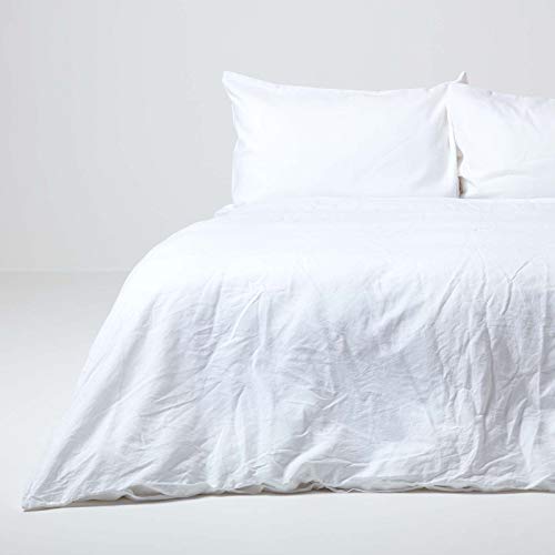 Homescapes 3-teiliges Leinen-Bettwäsche-Set weiß, 1 Bettbezug 260x220 cm & 2 Kissenbezüge 48x74 cm aus 60% Leinen und 40% Baumwolle von Homescapes
