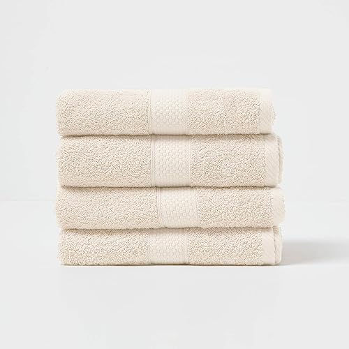 Homescapes 4er Set Flauschiges Premium Frottee Handtuch ca. 50 x 90 cm aus 100% Türkischer Baumwolle, Creme von Homescapes
