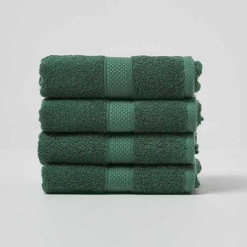 Homescapes 4er Set Flauschiges Premium Frottee Handtuch ca. 50 x 90 cm aus 100% Türkischer Baumwolle, Dunkelgrün von Homescapes