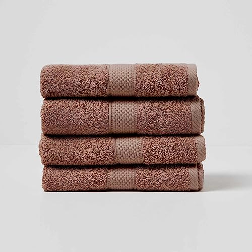 Homescapes 4er Set Flauschiges Premium Frottee Handtuch ca. 50 x 90 cm aus 100% Türkischer Baumwolle, Schokobraun von Homescapes