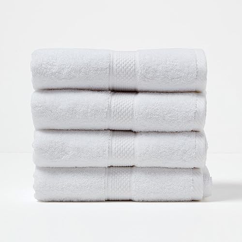 Homescapes 4er Set Flauschiges Premium Frottee Handtuch ca. 50 x 90 cm aus 100% Türkischer Baumwolle, Weiß von Homescapes