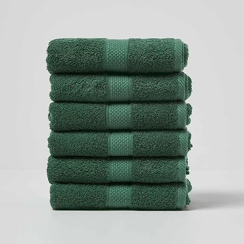 Homescapes 6er Set Flauschiges Premium Frottee Handtuch ca. 50 x 90 cm aus 100% Türkischer Baumwolle, Dunkelgrün von Homescapes