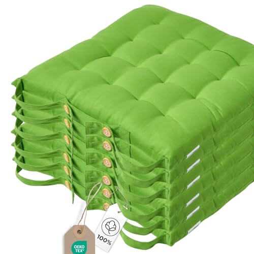 Homescapes 6er Set Stuhlkissen 40x40 cm grün – Sitzkissen Outdoor/Indoor mit Baumwollbezug, Sitzpolster waschbar und Oeko-TEX-Zertifiziert für Esszimmer-, Küchen- & Gartenstühle Homescapes 6er Set Stuhlkissen 40x40 cm grün – Sitzkissen Outdoor/Indoor mit Baumwollbezug, Sitzpolster waschbar und Oeko-TEX-Zertifiziert für Esszimmer-, Küchen- & Gartenstühle von Homescapes