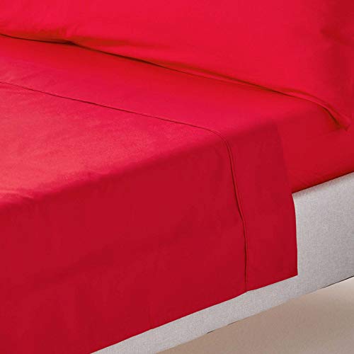 HOMESCAPES Perkal Bettlaken ohne Gummizug rot 180x290 cm, Baumwoll-Betttuch ohne Spannrand, Haustuch ägyptische Baumwolle von Homescapes