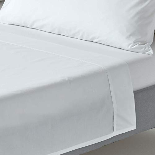 HOMESCAPES Perkal Bettlaken ohne Gummizug weiß 180x290 cm, Baumwoll-Betttuch ohne Spannrand, Haustuch ägyptische Baumwolle von Homescapes